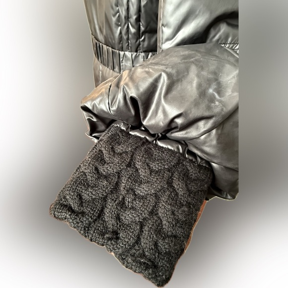 Mackage Ace Black Mid-Length Puffer Coat | Wool Trim | Belted | Size L - Picture 4 of 10